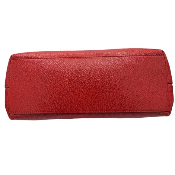 Gucci Interlocking GG Charm Pebbled Leather Satchel Bag Red 449659 - Picture 15 of 16